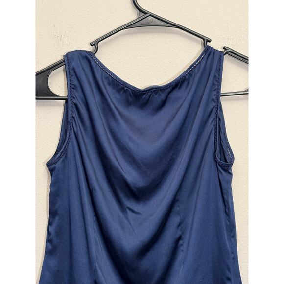 Elie Tahari Navy Bue Silk Blend Embroidered‎ Sleeveless Blouse Size XS Career - Picture 6 of 14